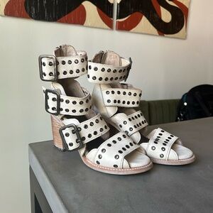 Studded White Leather Women's Sandals